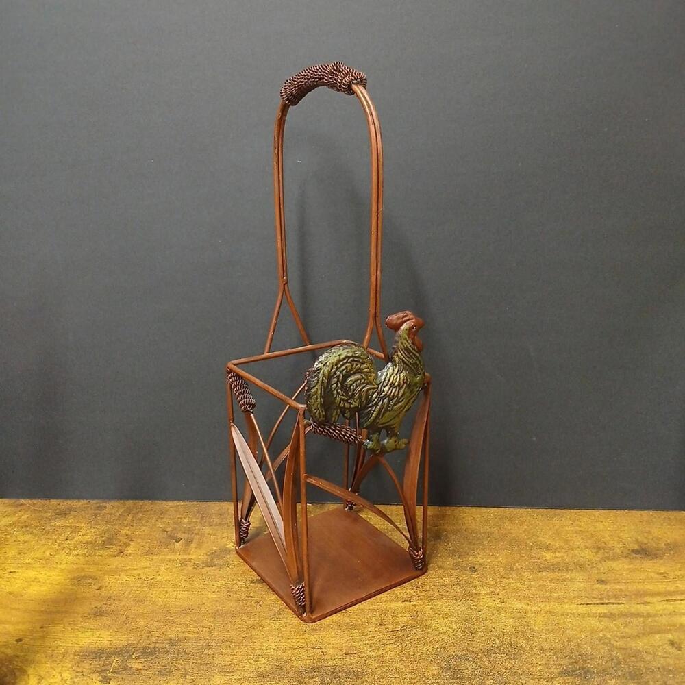 Vintage Metal Rooster Wine Bottle Holder - Picture 2 of 7